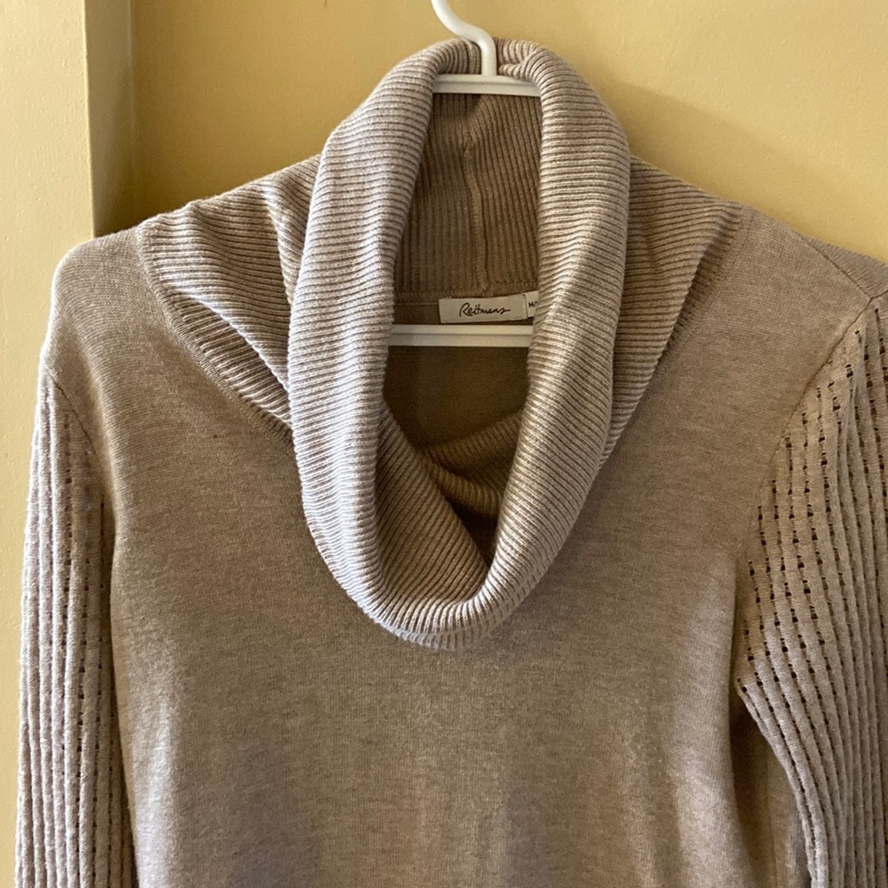 Reitmans beige lightweight sweater with cowl neck - medium